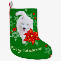 Furry Kerst/Winter Hond Samoyed