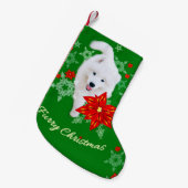 Furry Kerst/Winter Hond Samoyed Kleine Kerstsok (Voorkant (Hangend))