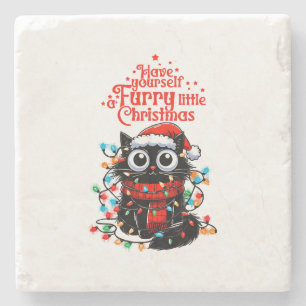 Furry Little Christmas Stenen Onderzetter