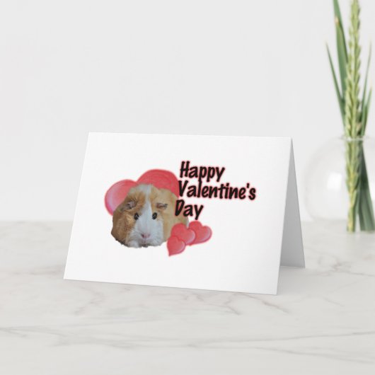 Furry Little Guinea Pig Tan Happy Valentine Day Kaart (Voorkant)