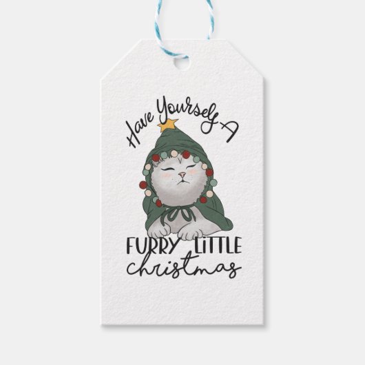 Furry Little Kerstcute Cute Kerstmis Robe Cadeaulabel (Voorkant)