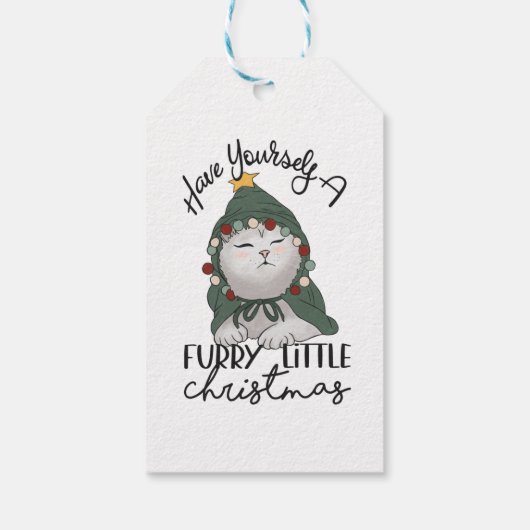 Furry Little Kerstcute Cute Kerstmis Robe Cadeaulabel (Achterkant)