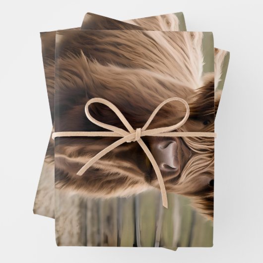 **"Furry Majesty: The Woolly Brown Highland Koe"** Inpakpapier Vel (In situ)