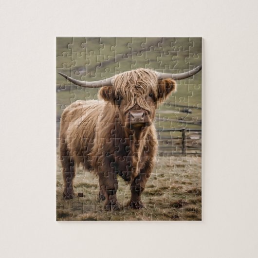 **"Furry Majesty: The Woolly Brown Highland Koe"** Legpuzzel (Verticaal)