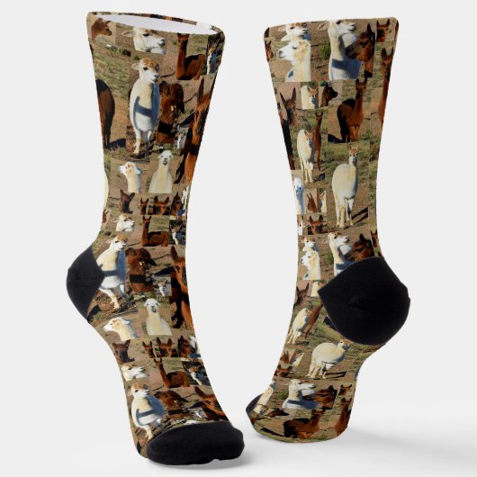 Furry Moments: een alpaca fotocollage Sokken (Gebogen)