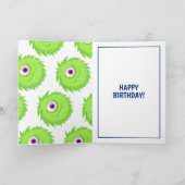 Furry Monster Blue Birthday Kaart (Binnen)