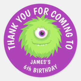 Furry Monster Cute Paars Ronde Sticker