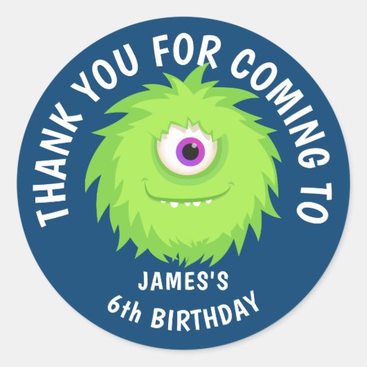 Furry Monster Schattige Blauw Ronde Sticker (Voorkant)