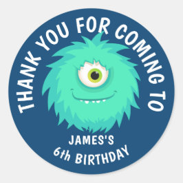 Furry Monster Schattige Blauw Ronde Sticker