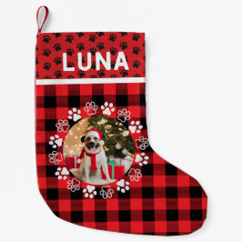 Furry paw hondenliefhebbers foto familie rustieke  kleine kerstsok