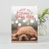 Furry Pawliday | Foto Pet Feestdagenkaart (Staand voorkant)