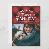 Furry Pawliday | Pet Photo Red Buffalo-cheque Feestdagenkaart (Voorkant)