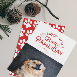 Furry Pawliday Typografie | Gedekte foto van Pet W Feestdagenkaart