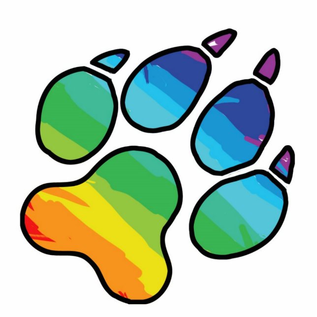 Furry Pride Rainbow Paw Sculpture Staand Fotobeeldje (Voorkant)