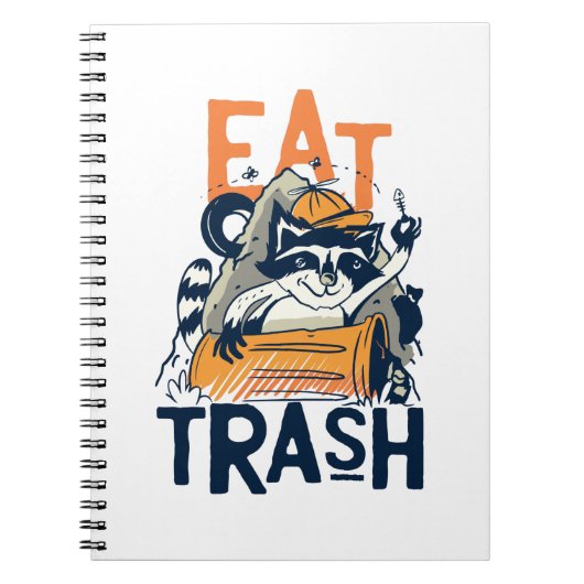 Furry Raccu met Eat Trash Text Notitieboek (Voorkant)