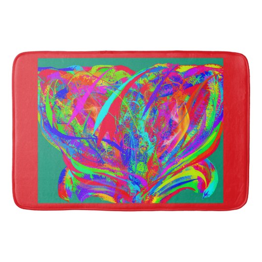 Furry Rainbow Colored Flower Badmat (Voorkant)