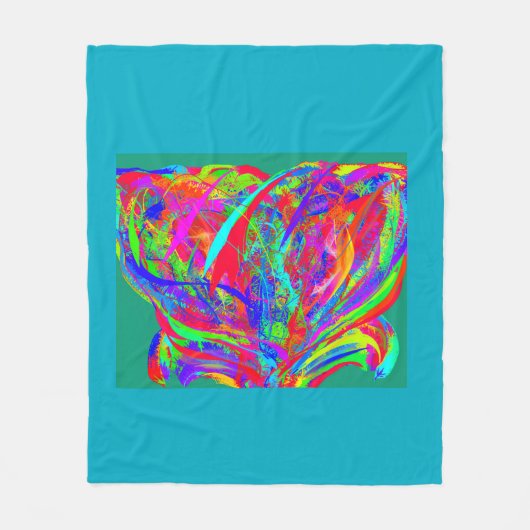 Furry Rainbow Colored Flower Fleece Deken (Voorkant)