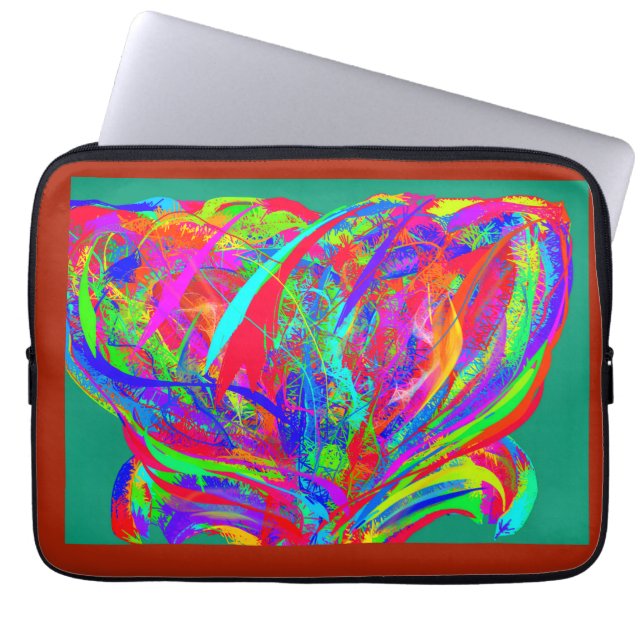 Furry Rainbow Colored Flower Laptop Sleeve (Voorkant)