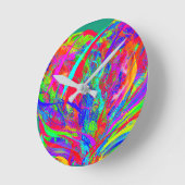 Furry Rainbow Colored Flower Ronde Klok (Hoek)