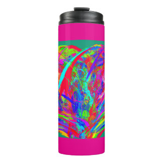 Furry Rainbow Colored Flower Thermal Tumbler Thermosbeker