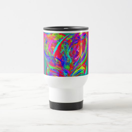 Furry Rainbow Colored Flower Travel Mug Reisbeker (Center)