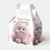 Furry roze kitten & vlinders Pasen Bedankdoosjes (Voorkant Zijde)