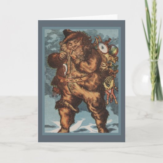 Furry Santa die zijn pijp rookt Feestdagen Kaart (Voorkant)