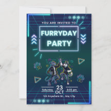 Furryday Feest Uitnodiging Retro Neon