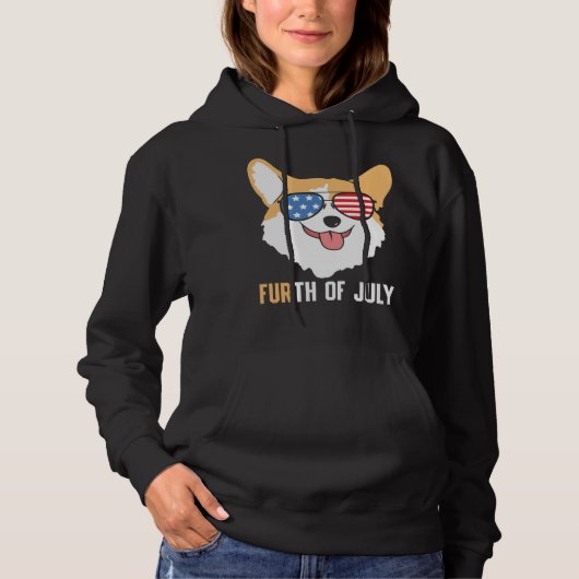 FURth 4th Of July Corgi Dog  American Flag Sunglas Hoodie (Voorkant)