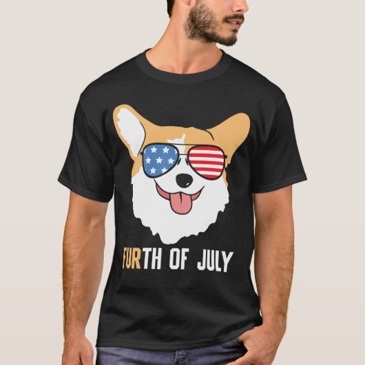 FURth 4th Of July Corgi Dog  American Flag Sunglas T-shirt (Voorkant)