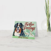 Furtive Groeten: Berner Mountain Dog Christmas Feestdagen Kaart (Voorkant)