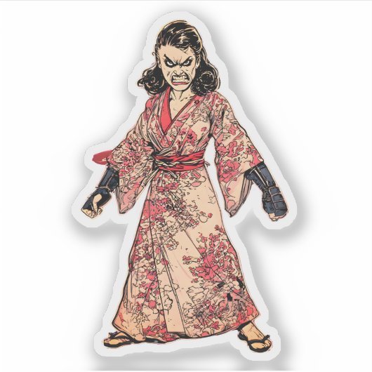 Fury in a Kimono, , Grappig Cadeau Sticker (Voorkant)