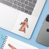 Fury in a Kimono, , Grappig Cadeau Sticker (Laptop met iPhone)