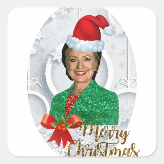 fury xmas Hillary clinton Vierkante Sticker (Voorkant)