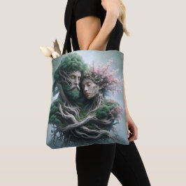 fusão homem e natureza tote bag