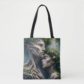 fusão homem e natureza tote bag