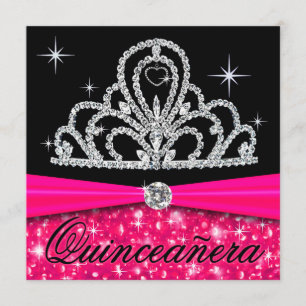 Fuschia Black Quinceanera Princess Tiara Bling Kaart