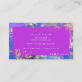 Fuschia Blue Marble Ink & Gold Foil Visitekaartje (Achterkant)
