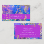 Fuschia Blue Marble Ink & Gold Foil Visitekaartje (Voorkant / Achterkant)