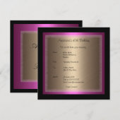 Fuschia Bronzen Glamour op Zwarte Verjaardag Kaart (Voorkant / Achterkant)