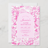 Fuschia Chinoiserie Floral Garden 50e verjaardag Kaart (Voorkant)