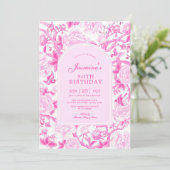 Fuschia Chinoiserie Floral Garden 50e verjaardag Kaart (Staand voorkant)