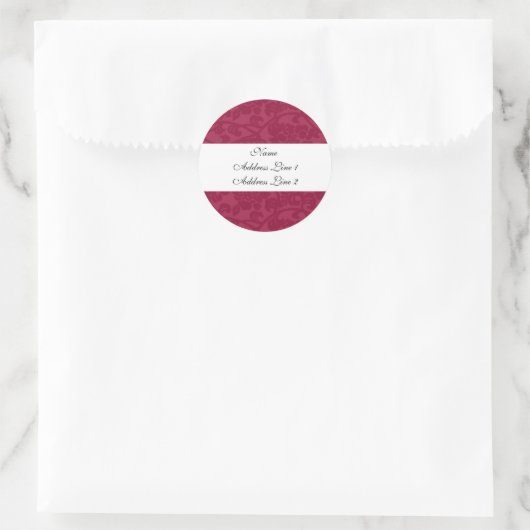 Fuschia Damask Adresetiketten Ronde Sticker (Tas)