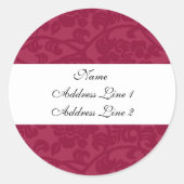 Fuschia Damask Adresetiketten Ronde Sticker (Voorkant)