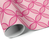 Fuschia en bleke roze cirkelbloemen herhalen cadeaupapier (Rol Hoek)