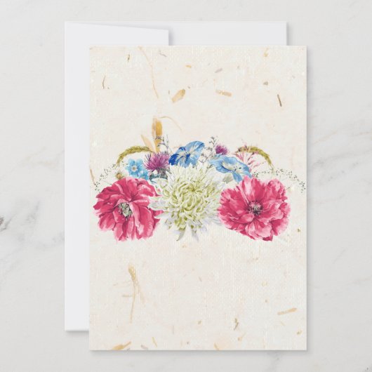 Fuschia en ivoor bloemen Bruids Douche Uitnodiging (Achterkant)