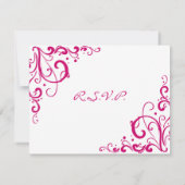 Fuschia en White Flourish Wedding RSVP (Achterkant)