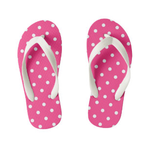 Fuschia en White Polka Dots Kinder Teenslippers