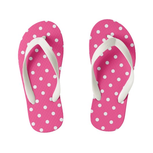 Fuschia en White Polka Dots Kinder Teenslippers (Voetbed)