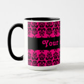Fuschia en zwarte mini damast print mok (Links)